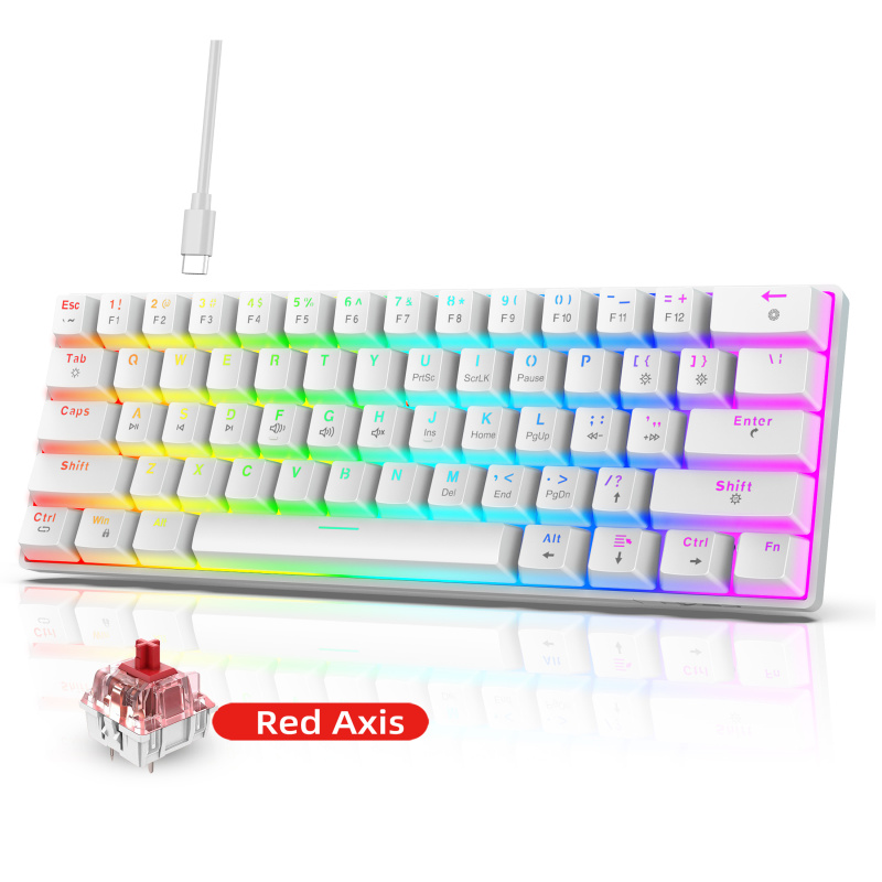 V900RGB 61 key mechanical keyboard hot swappable red axis dual color injection molded keycap dazzling light compact design